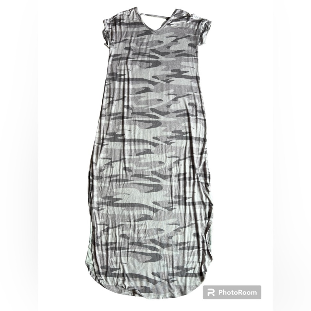 Lularoe Macy Maxi Dress grey white camo long soft size XS small